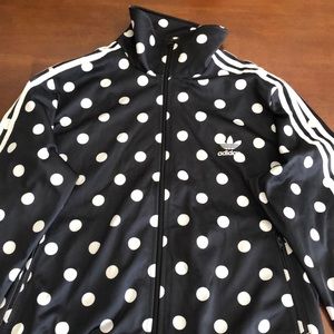 Adidas track jacket, black polka dot